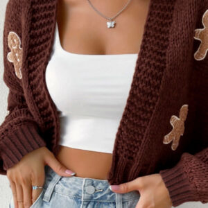 Cookie Character Cropped Knit Cardigan