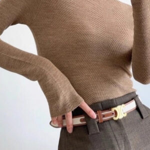 Fine Gauge Wool Ripple Stitch Knit Top