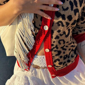 Casual Loose O-Neck Leopard Cardigan