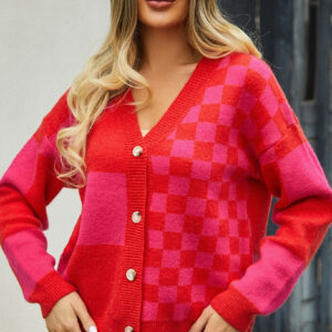 Plaid Panel Plus Size Cardigan