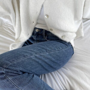 Soft Gray Vintage Shell-Button Knit Cardigan